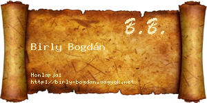 Birly Bogdán névjegykártya
